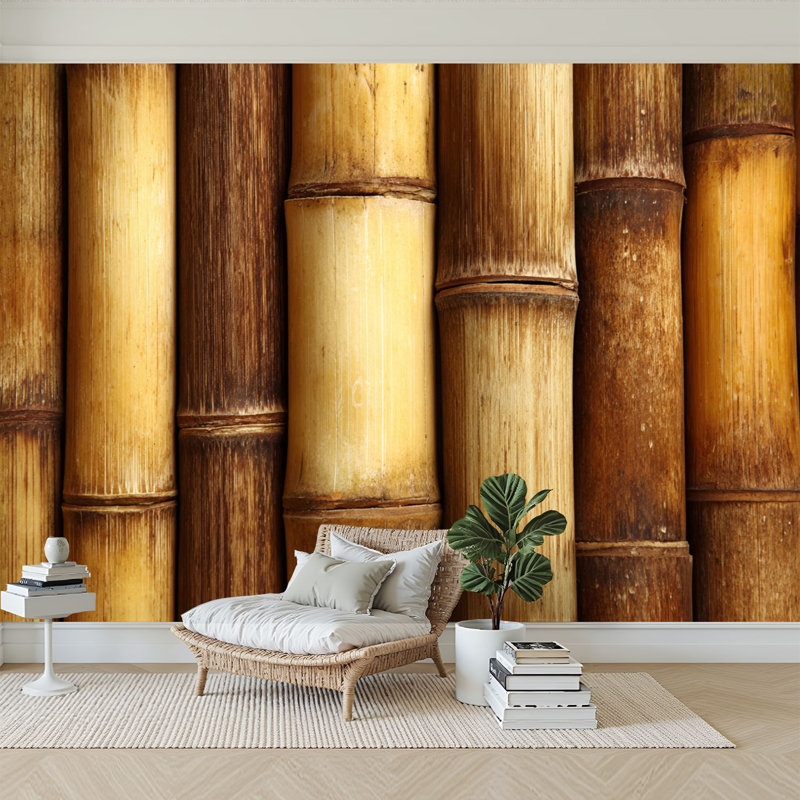 Peel and Stick Wallpaper Modern Self Adhesive Wall Mural for Bedroom Bamboo Summer Wood Textured Organic, L 96 po x l 69 po