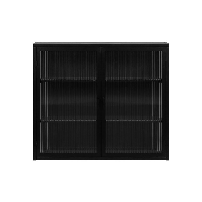 Armoire murale moderne à deux portes avec rangement à trois niveaux, Noir, noir, noir, noir