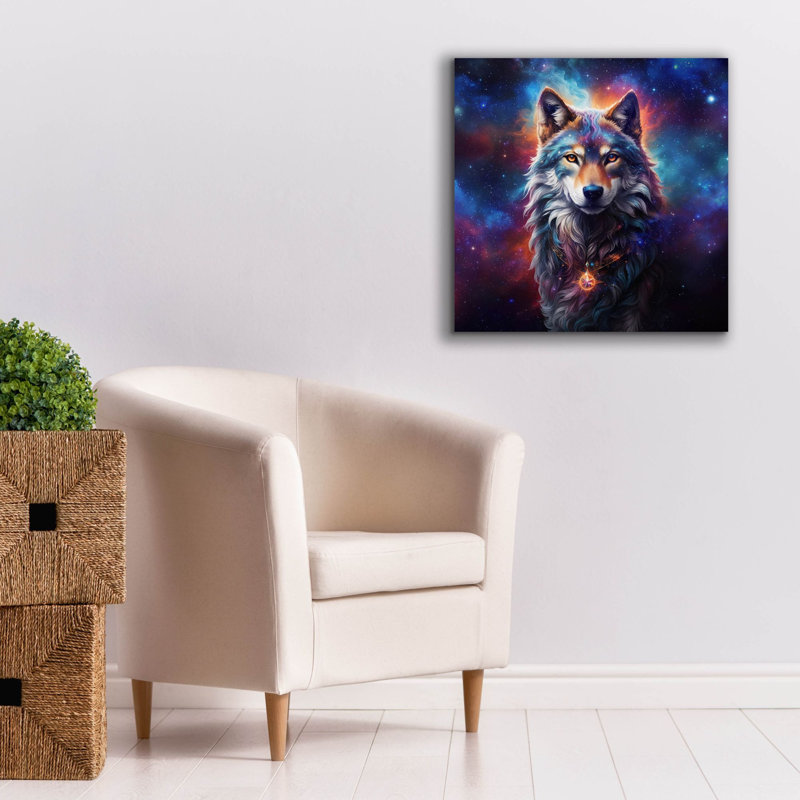 «Astral Spirit Wolf» par Cameron Gray, art mural sur toile, H 26 po x l 26 po x P 1,5 po