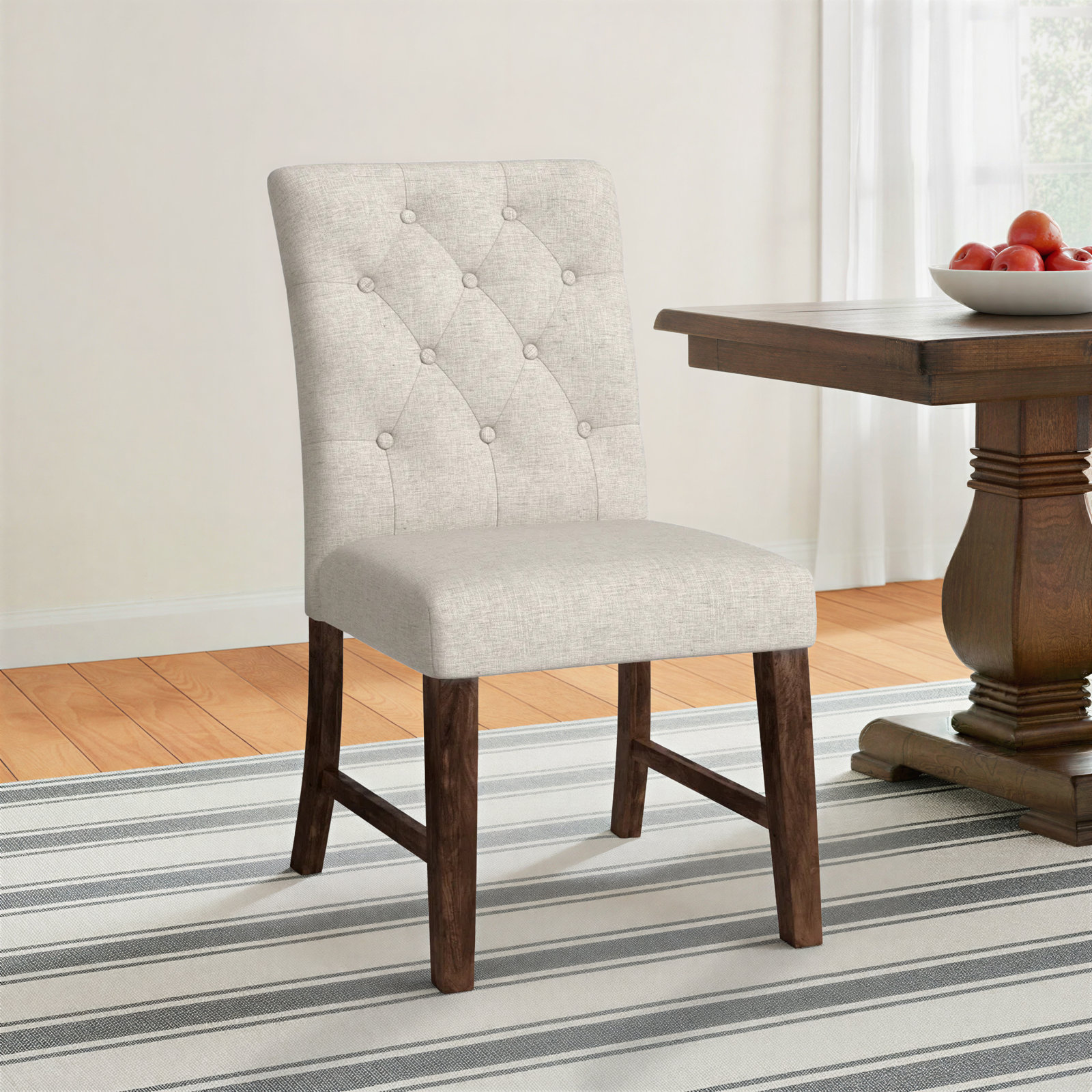 Bridewell Tufted Upholstered Side Chair in Linen Oatmeal
