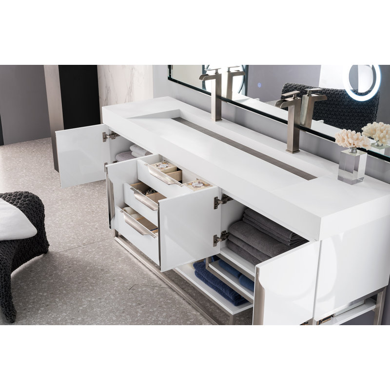Columbia 72'' W Single Vanity, Glossy White, Dusk Gray, Brushed Nickel