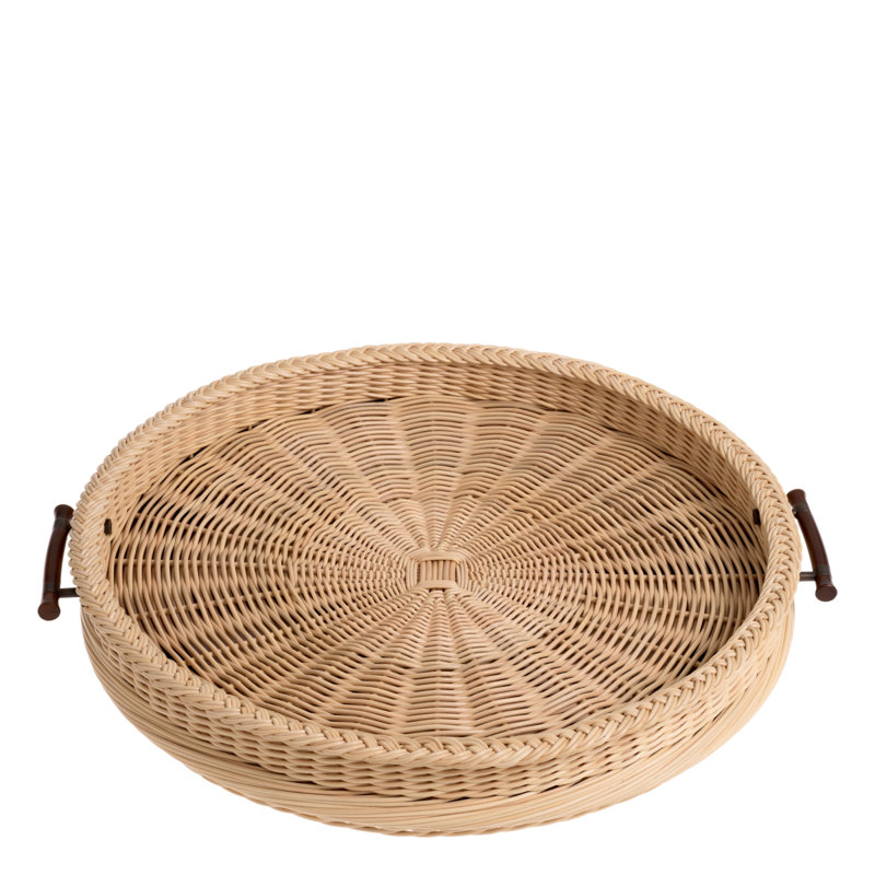 Tray Vimini L Natural Rattan, 3.54" H x 24.80" W x 24.80" D