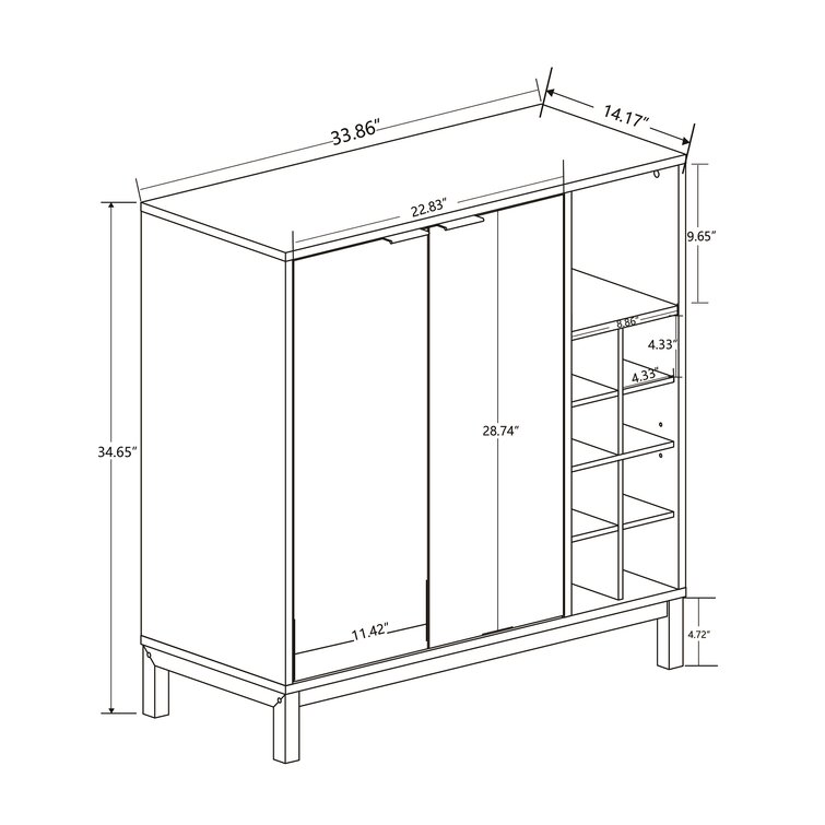 Latitude Run® 41W Kitchen Storage Cabinet, Buffet Sideboard with