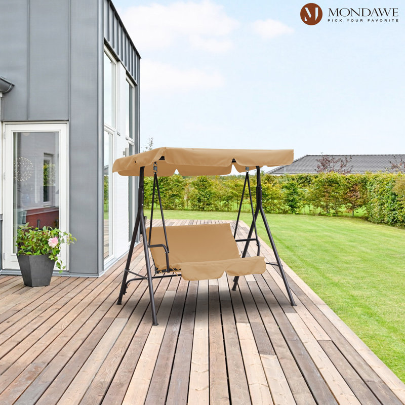 2 Person Porch Swing with Canopy, Khaki