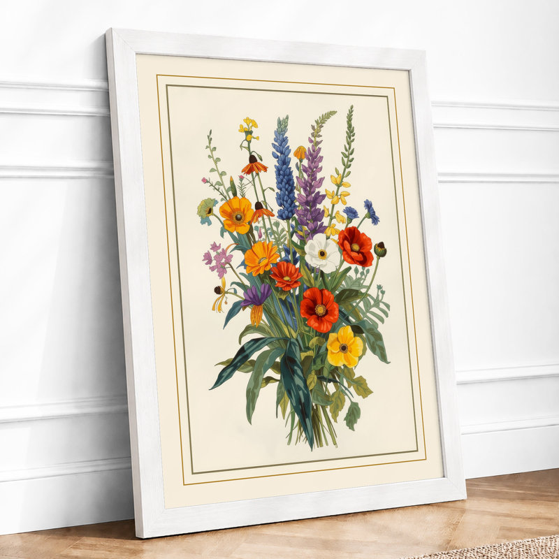 Wildflower Bouquet Botanical - Print, A4 - 29.7 x 21.0 cm, White