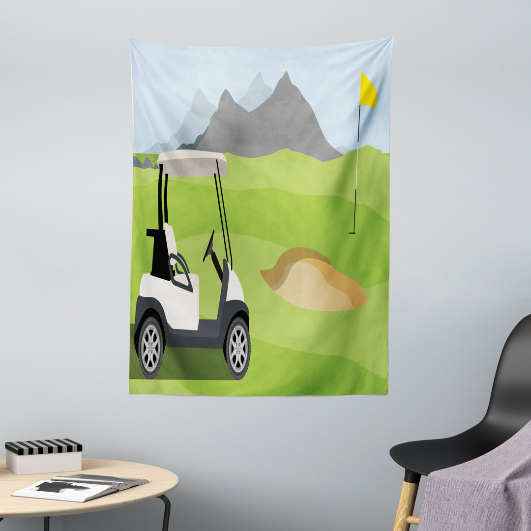 Wandteppich, Cartoon GolfschlÃ¤ger, lindgrÃ¼n multicolor