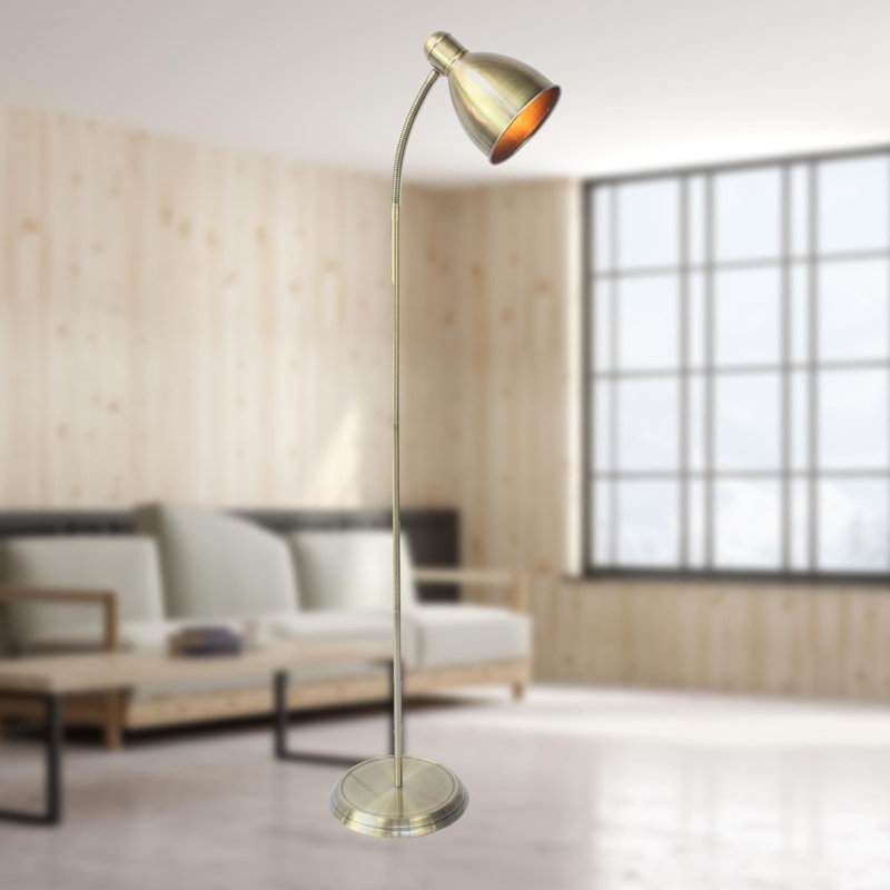 Oey 137cm Task Floor Lamp Set, Antique Brass
