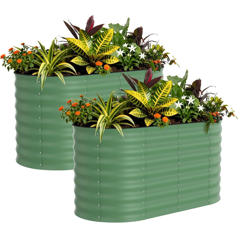 Metal Raised Garden Bed, 60cm H x 120cm W x 60cm D, Green, 1