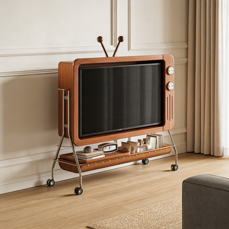 Meuble télé 53 po Mid-Century, H 57 po x L 53 po x l 9,84 po