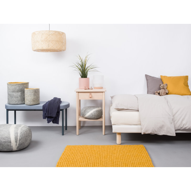 Solid Colour Wool Hand Woven Area Rug, Rectangular 90 x 130cm
