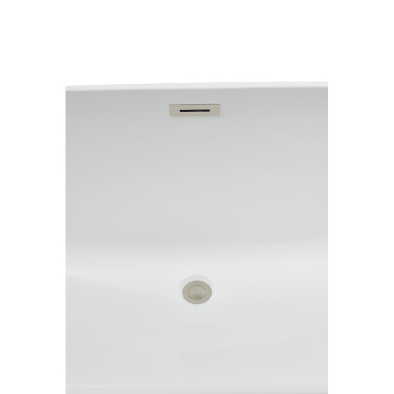 62.2'' x 28.7'' Soaking Acrylic Bathtub, Brushed Nickel