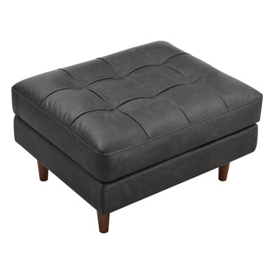 Geo 30'' Genuine Leather Tufted Upholstered Ottoman