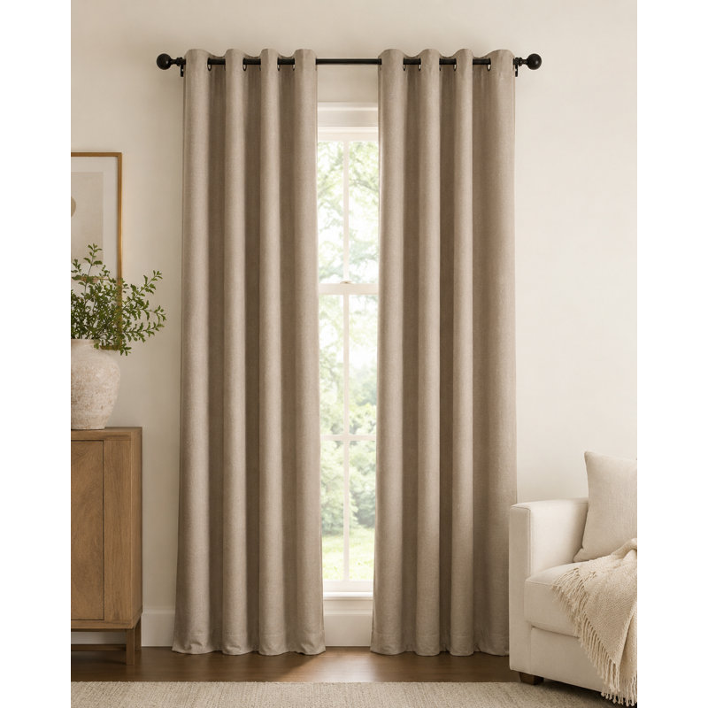 Paire de rideaux occultant et isolant avec œillets Desai, Moka crémeux, L 50 po x L 120 po