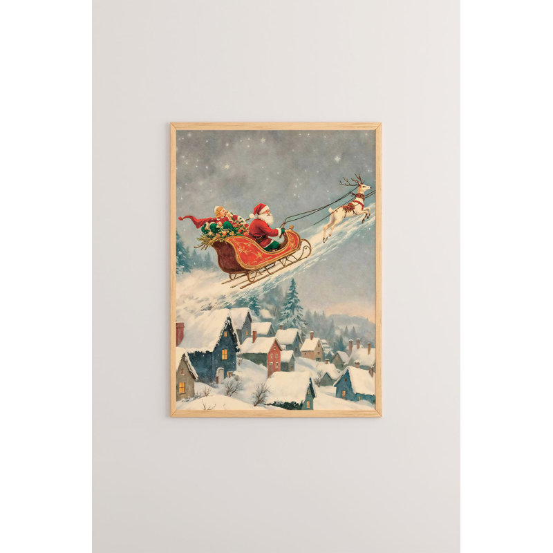 «Festive Christmas», peinture encadrée décorative de 13,0 po x 19,0 po | Cadre 100% bois massif (épaisseur: 0,8 pouce), œuvre d'art 100% MDF | Impression numérique pour des couleurs vives, décoration murale parfaite pour la maison et le bureau