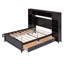 Lit double en bois avec armoire et tablette tout-en-un, espresso-409643231