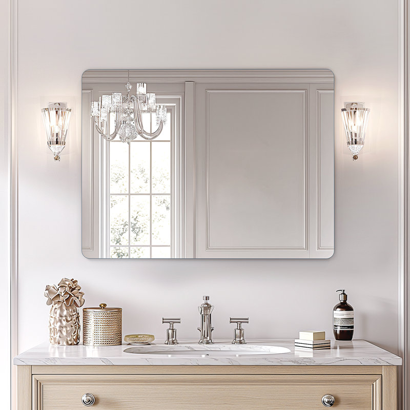Miroir de salle de bain sans cadre, miroir de salle de bain mural Manrey , 40 po x 30 po