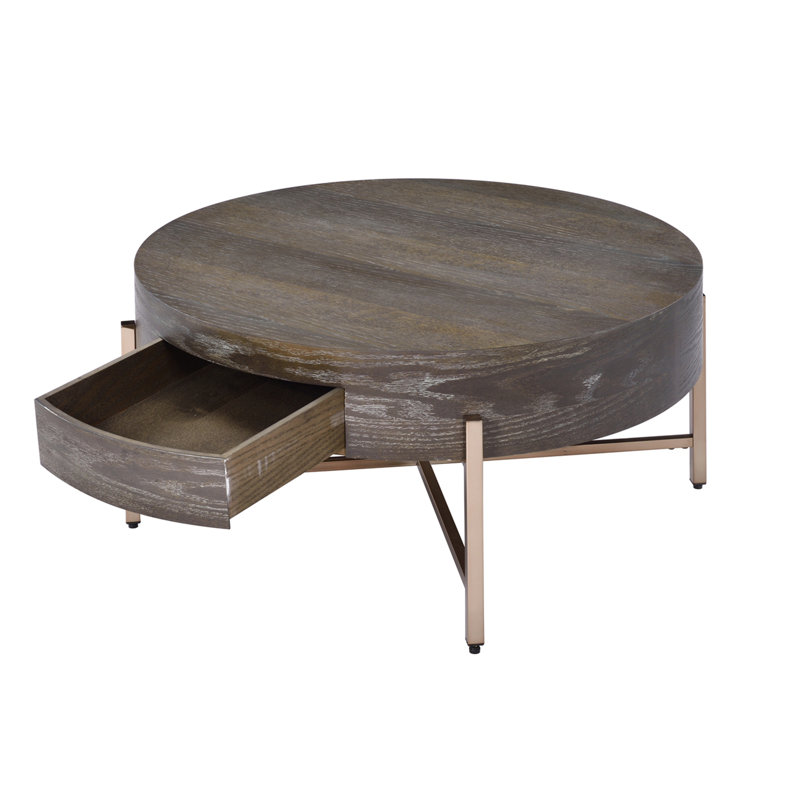 Table basse à 1 tiroir brun clair et champagne