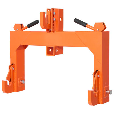 Attache rapide à 3 points avec récepteur 2 po, capacité de levage de 3000 lb, attelage à 3 points avec boulon réglable à 5 niveaux, adaptation aux tracteurs des catégories 1 et 2, attaches robustes à 3 points, orange