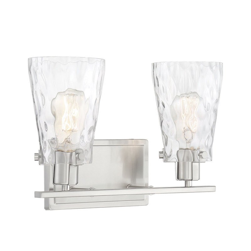 Amabella 2-Light Dimmable Nickel Vanity Light, 9.25" H x 14.25" W x 14.25", 2 Lights