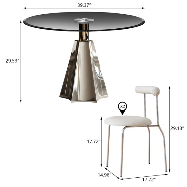 Orren Ellis 35.43"Modern Minimalist Round Tempered Glass Dining Table ...