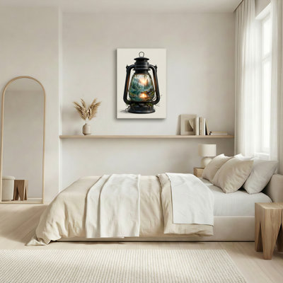 Art mural sur toile Gallery Wrap pour le salon, la chambre à coucher, le bureau ou le vestibule - Décoration murale décorative avec paysage de lanterne