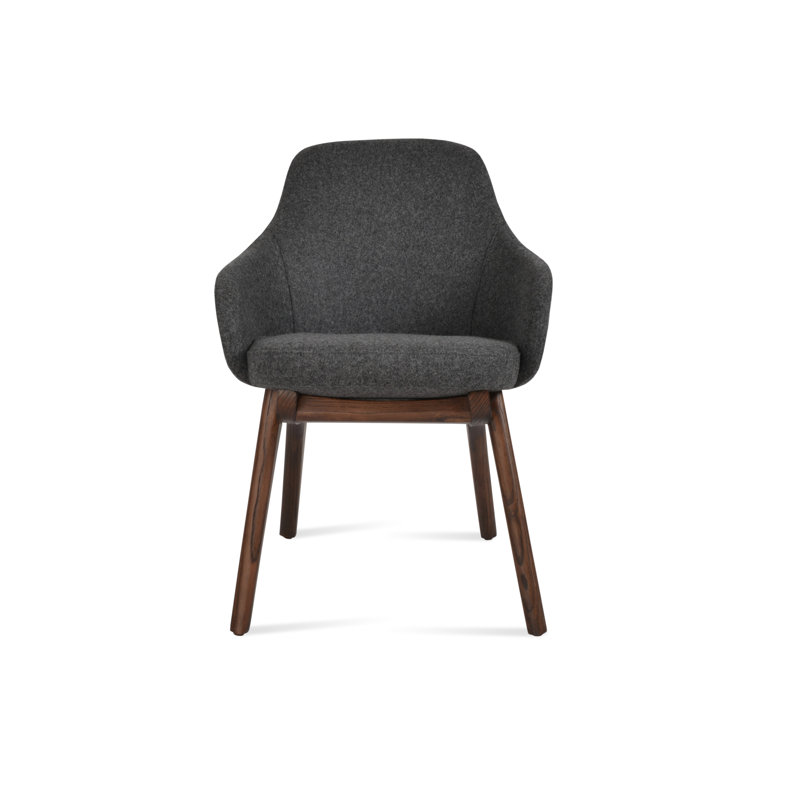 Gazel Arm X Wood Chair, Wool Dark Gray