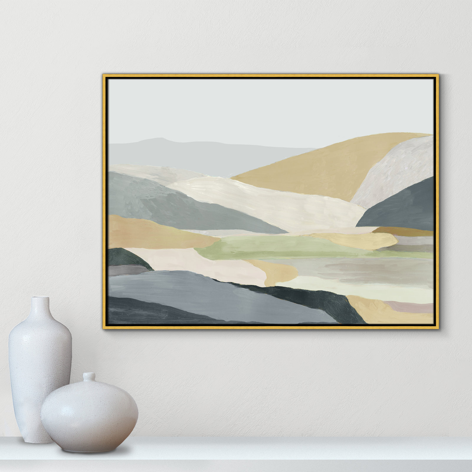 Blair "Warm Hills I" Painting, 31.5" H x 41.5" W x 2" D, Gold Canvas