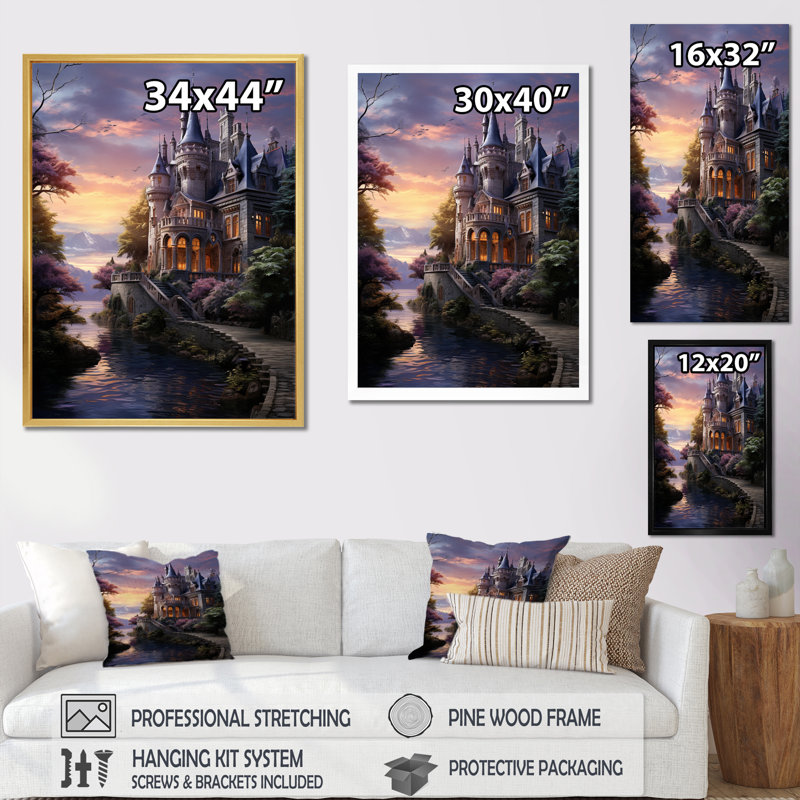 Laya Castles Dusk Serenade I, reproduction d'art sur toile, Cadre naturel flottant, H 20 po x l 12 po x P 1 po