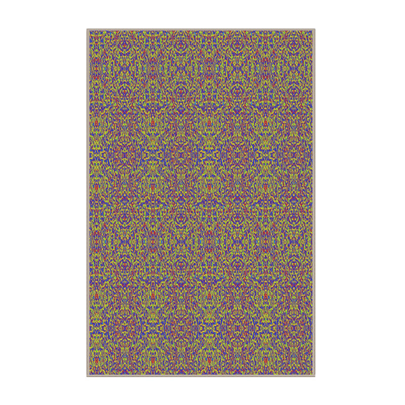 Tapis vert/bleu à motifs, Rectangle 7 pi x 10 pi