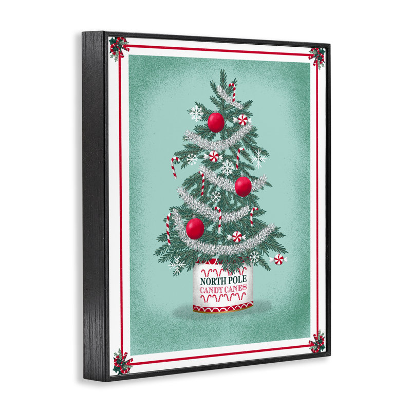 Giclée encadrée de canne à sucre North Pole, design par Jilly Jack Designs, H 14 po x l 11 po, Giclée encadrée noir minuit