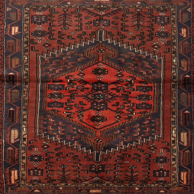 Tapis traditionnel bourgogne / rouge / noir, Carré 3 pi