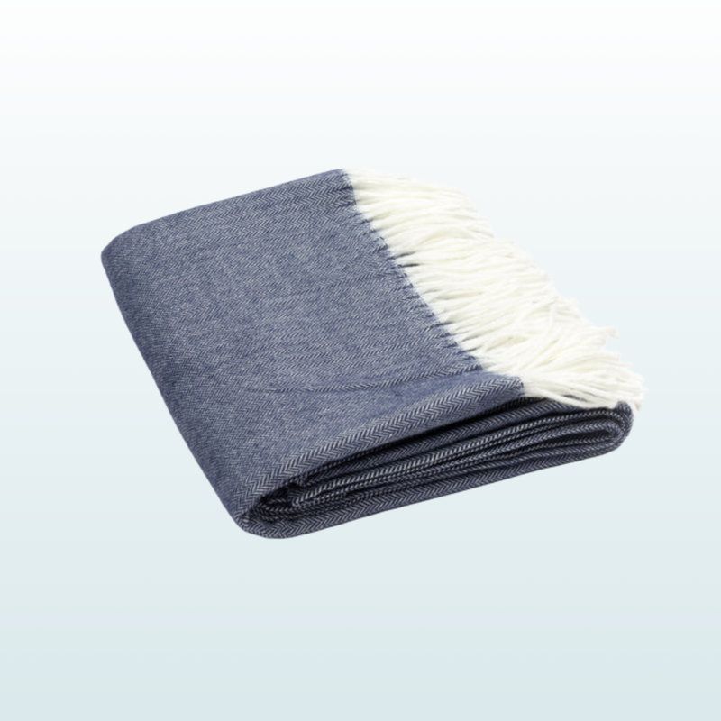 Jeté en peluche à chevrons Trio, L 59,85 po x l 49,88 po, Bleu