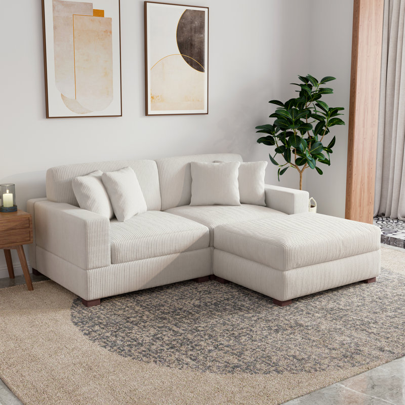 Milbrey Reversible Modular Corner Sofa, 84.6cm H x 210.1cm W x 178.6cm D, Beige