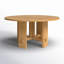 Table de salle à manger ronde en bois massif de style contemporain avec quatre pieds et un plateau en bois naturel pour 6 sièges