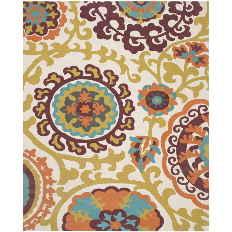 Wilburg Hand Loomed Cotton Abstract Rug, Rectangle 8' x 11'