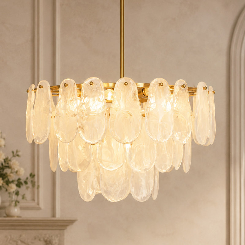 Lustre luxueux 8 lumières en verre texturé 23,2 po Cloud