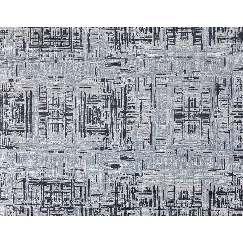 Tapis gris et argent noué à la main de haute qualité, Rectangle 5' x 8'