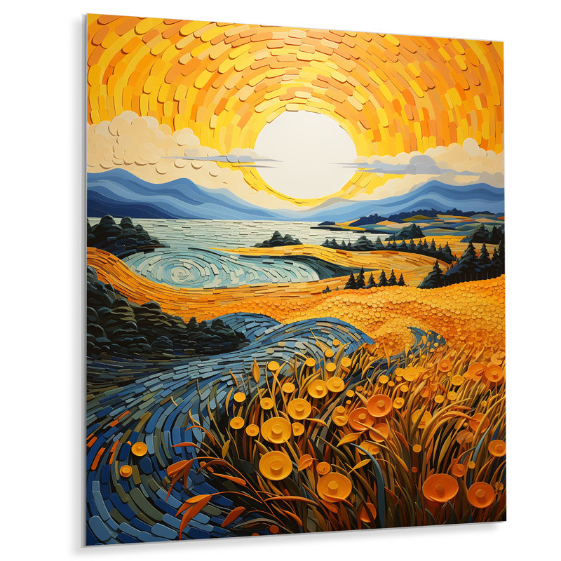 Récolte de Vangogh dans les champs de blé II, H 20 po x l 12 po, Métal métal
