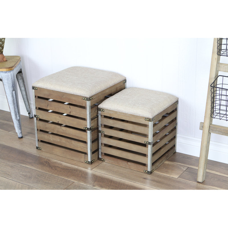 Repose-pieds cube Prochaska, Lin 100 % brun