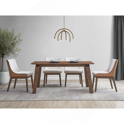 Ensemble de salle à manger 5 pièces à finition noyer avec chaises d'appoint Ginny
