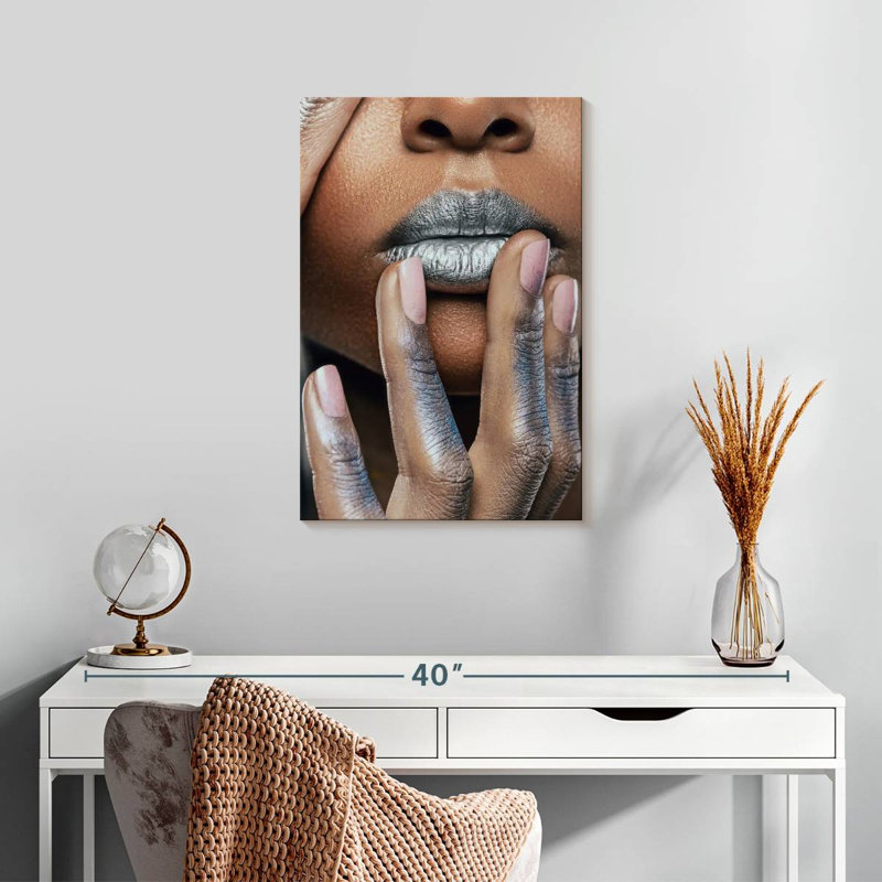 Shuttleworth Metallic Silver Lips, 24" H x 16" W