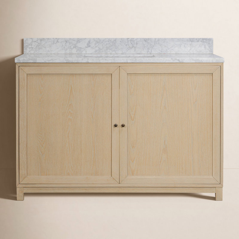 Sula Single Vanity-Satin Bleached, 48", Satin Bleached Oak Veneer