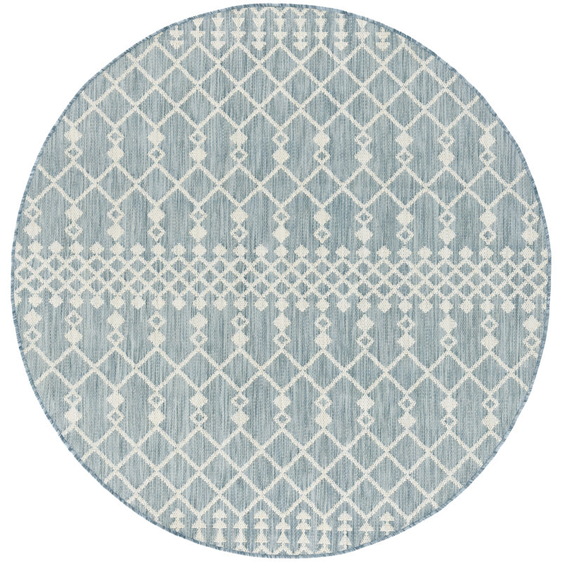  Positano 10' x Round Aqua Modern Rug, Aqua, Round 10'