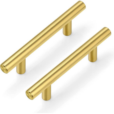 30Pack 3''Hole Centers Gold Cabinet Handles-Brushed Brass Cabinet Pulls Gold Dresser