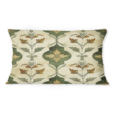 Brown Green Trellis Pattern I - Modern Lumbar Pillow