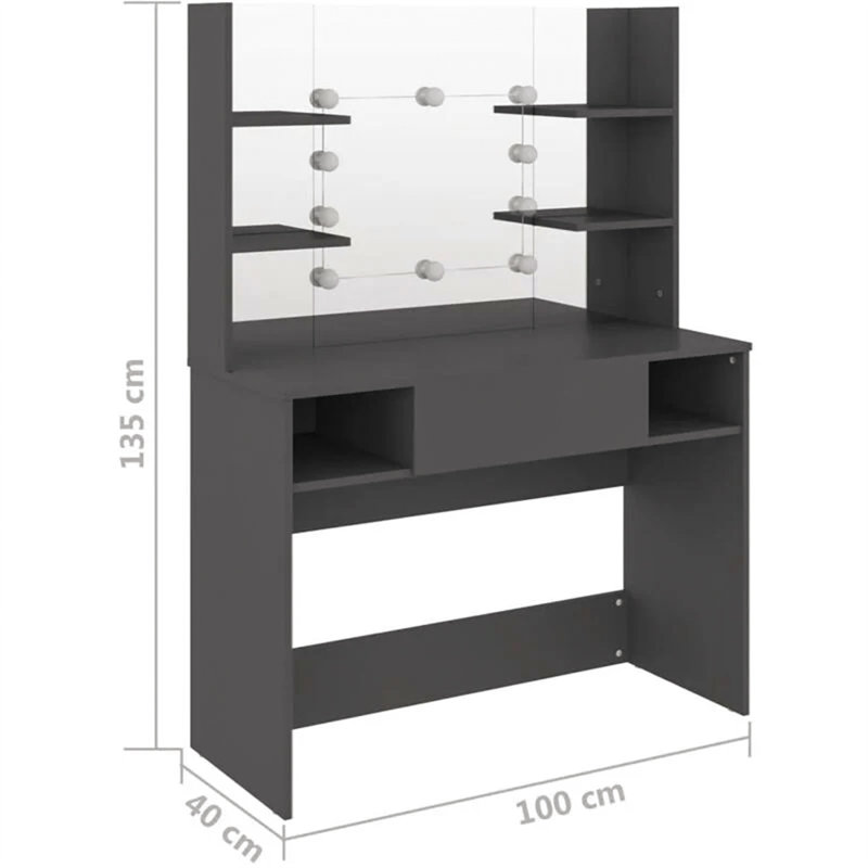 Wafrt Dressing Table with Mirror, Grey
