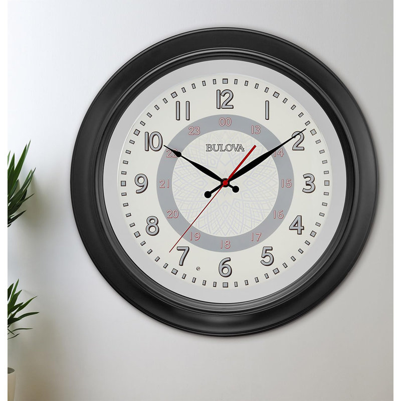 Oversized LED Wall Clock with Reflective 24-Hour Dial & Silent Sweep, C3386