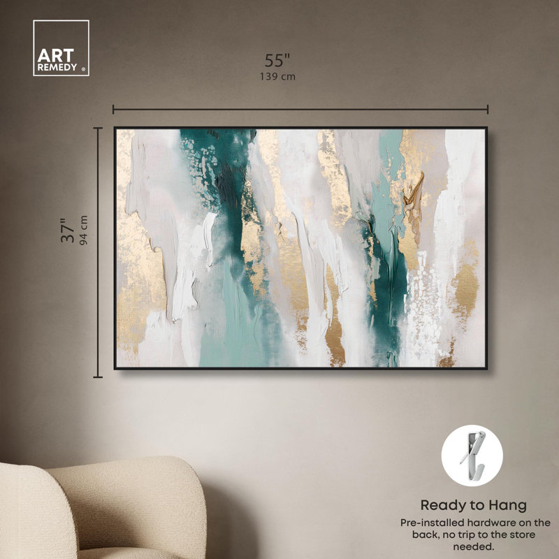 «Aurora in Motion I», art abstrait moderne par Art Remedy, Cadre noir, H 37 po x l 55 po