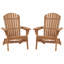 Ensemble de 2 chaises pliantes en bois pour l'extérieur Adirondack avec dossier pré-assemblé, chaise de patio en bois pour patio