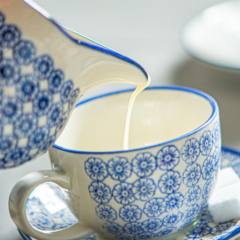 Nicola Spring 15 Piece Hand-Printed Tea Set - Navy